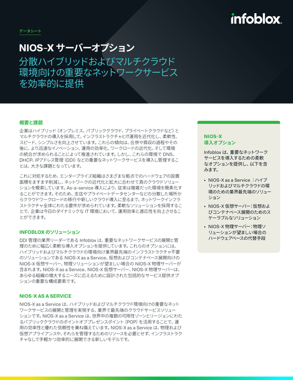 NIOS-X サーバーオプション